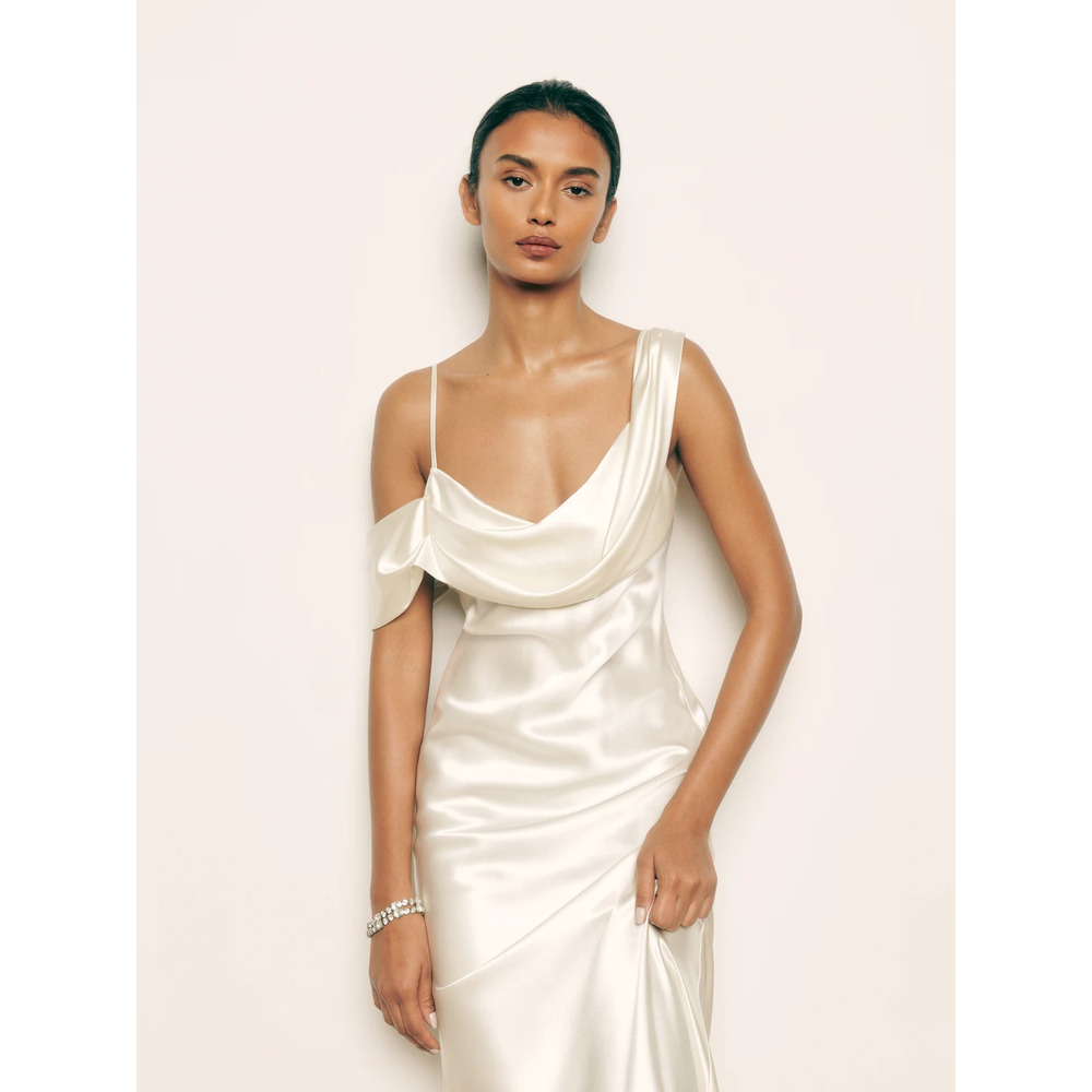 Reformation Ronda Silk Dress Ivory - Picture 6 of 13